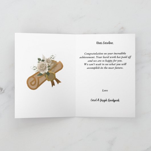 卒業祝い2025, White Roses カード (内部)