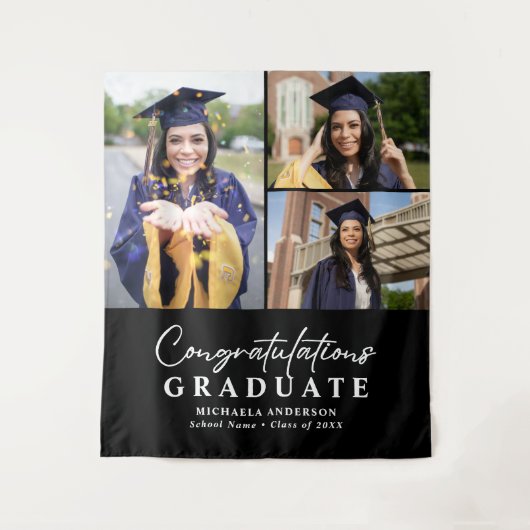 卒業祝い3写真卒業パーティー タペストリー (正面)