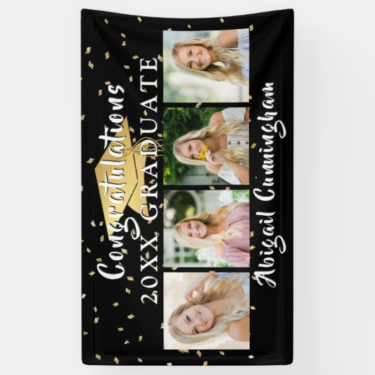 卒業祝い4フォトカスタムカラー 横断幕 (縦)