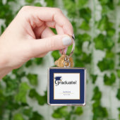 卒業祝い，ハット，タッセル，ブルー，金ゴールド キーホルダー (手)
