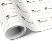 卒業祝い，ハット，タッセル，ブルー，金ゴールド ラッピングペーパー (ロールコーナー)