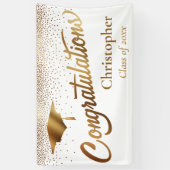 卒業祝い、ホワイト金ゴールド科 横断幕 (縦)