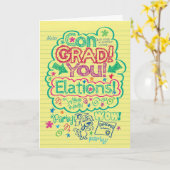 卒業祝い – 注目すべき業績 カード (黄色い花)