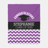 卒業祝い – Purple Black卒業 フリースブランケット (正面)