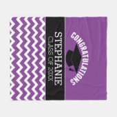 卒業祝い – Purple Black卒業 フリースブランケット (正面(横))