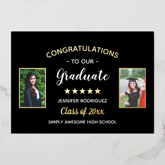 卒業祝カスタムい2写真卒業 箔招待状 (正面)