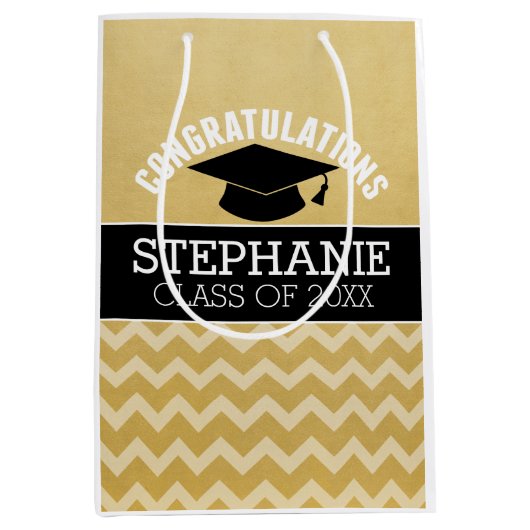 卒業祝パーソナライズされたい ミディアムペーパーバッグ (正面)