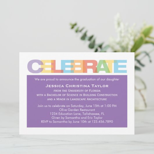 卒業祝招待状 招待状 (スタンド正面)