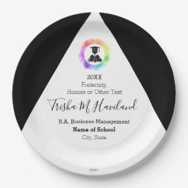 卒業紙プレートピンク&ホワイトHAMbyWG ペーパープレート