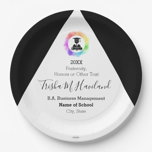 卒業紙プレートピンク&ホワイトHAMbyWG ペーパープレート (正面)