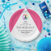 卒業紙プレートピンク&ホワイトHAMbyWG ペーパープレート (パーティー)