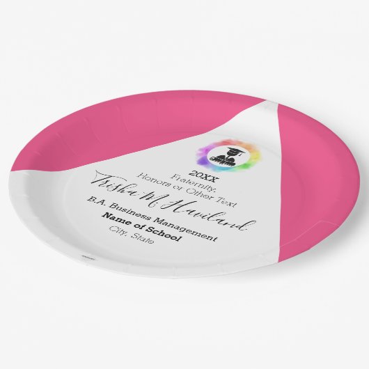 卒業紙プレートピンク&ホワイトHAMbyWG ペーパープレート (アングル)