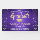 卒業紙吹雪ブラシ付き紫金ゴールドと白 横断幕 (横)