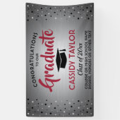 卒業紙吹雪ブラッシュステンレスレッド&ブラック 横断幕 (縦)