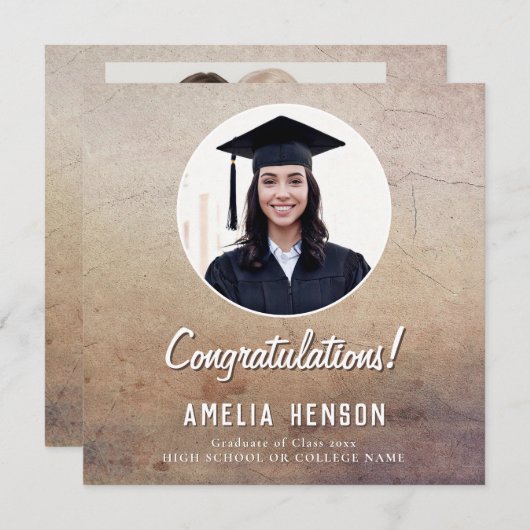 卒業素朴おめでとう2写真卒業 カード (正面/裏面)