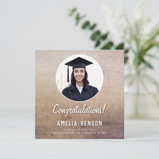 卒業素朴おめでとう2写真卒業 カード (スタンド正面)