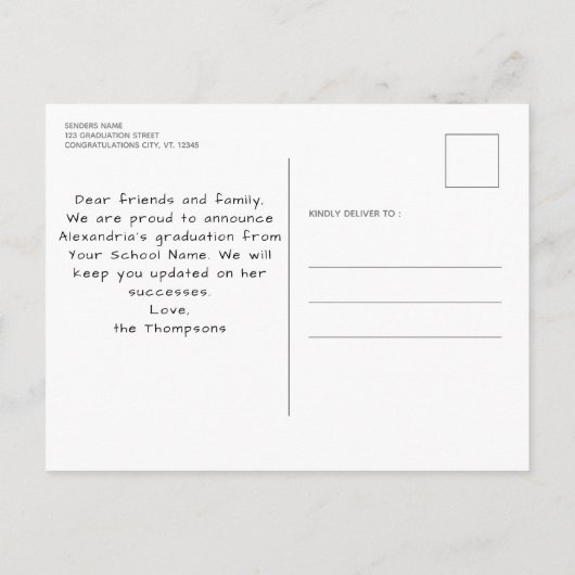 卒業素朴カスタム3写真木卒業 案内ポストカード (裏面)