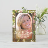 卒業素朴バラフローラ文字列ライト写真 サンキューカード (スタンド正面)