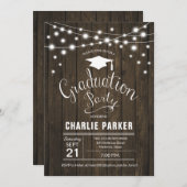 卒業素朴パーティーの木模様 招待状 (正面/裏面)