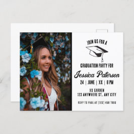 卒業素朴パーティー写真モダンヴィンテージスタイル 案内ポストカード
