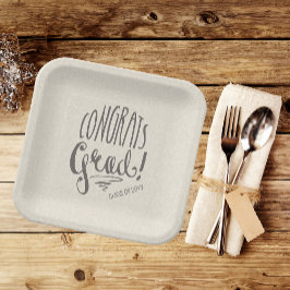 卒業素朴パーティー9"スクエア ペーパープレート