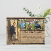 卒業素朴国の木材5フォトコラージュ 招待状