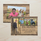 卒業素朴国の木材5フォトコラージュ 招待状