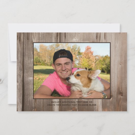 卒業素朴国の木材5写真 招待状 (裏面)