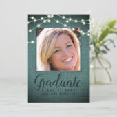 卒業素朴文字列ライトティール(緑がかった色)写真 案内状 (スタンド正面)