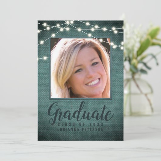 卒業素朴文字列ライトティール（緑がかった色）写真 案内状 (スタンド正面)