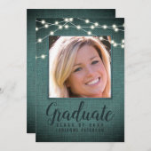 卒業素朴文字列ライトティール(緑がかった色)写真 案内状 (正面/裏面)