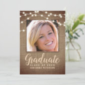 卒業素朴文字列ライトブラウンバーラップ写真 案内状 (スタンド正面)