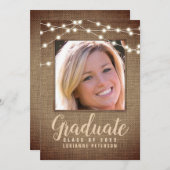 卒業素朴文字列ライトブラウンバーラップ写真 案内状 (正面/裏面)