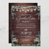 卒業素朴木材ユーカリ紐灯 招待状 (正面/裏面)