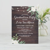 卒業素朴白い花ライトウッド招待状 招待状 (スタンド正面)