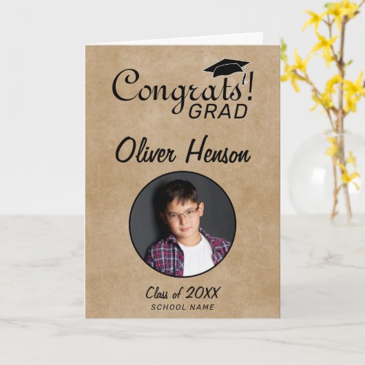 卒業素朴記念写真 カード (黄色い花)