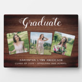 卒業素朴3写真パーソナライズされた院生 フォトプラーク (正面)