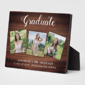 卒業素朴3写真パーソナライズされた院生 フォトプラーク (側面)