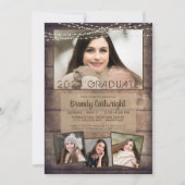 卒業素朴4フォトウッドストリングライト 招待状 (正面)