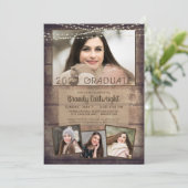 卒業素朴4フォトウッドストリングライト 招待状 (スタンド正面)