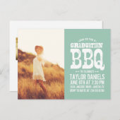 卒業素朴BBQ招待状 |編集可能な色 インビテーションポストカード (正面/裏面)