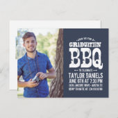 卒業素朴BBQ招待状 |編集可能な色 インビテーションポストカード (正面/裏面)