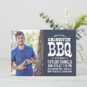 卒業素朴BBQ招待状 |編集可能な色 招待状 (スタンド正面)