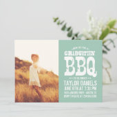 卒業素朴BBQ招待状 |編集可能な色 招待状 (スタンド正面)