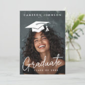 卒業編集可能ハットフォト卒業生 サンキューカード (スタンド正面)