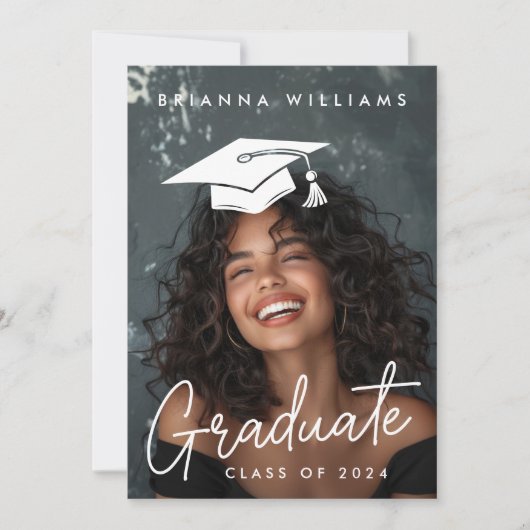 卒業編集可能ハットフォト卒業生 案内状 (正面)