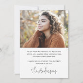 卒業編集可能ハットフォト卒業生 案内状 (裏面)