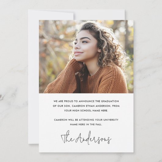 卒業編集可能ハットフォト卒業生 案内状 (裏面)