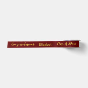 卒業者の名前 ダークレッドとゴールドのスクリプト サテンリボン