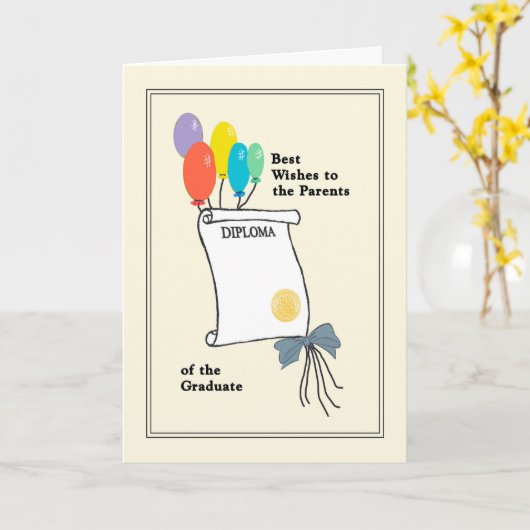 卒業者の父母の卒業証書 カード (黄色い花)